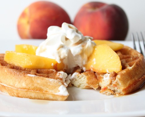 Peaches and Cream Waffles